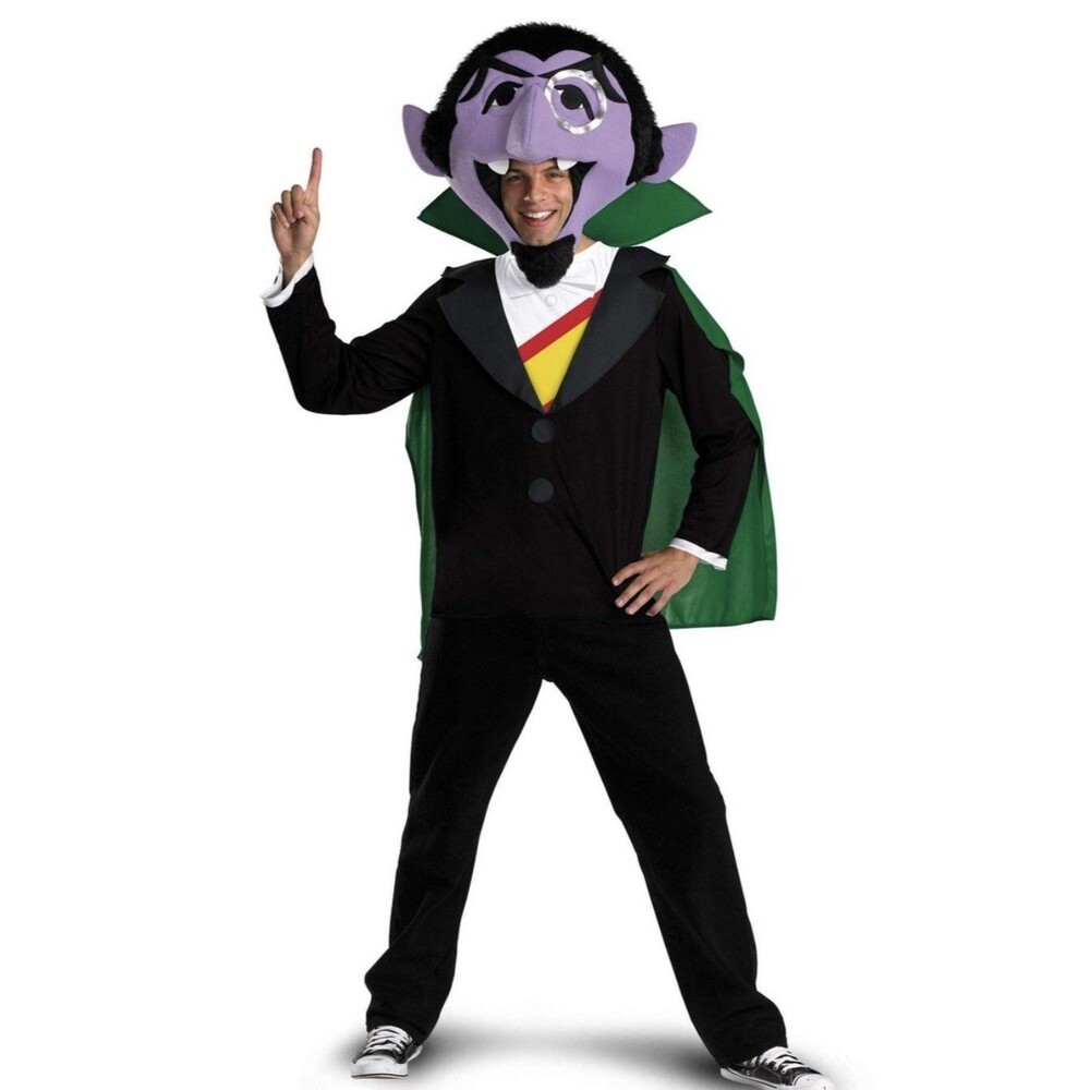 Sesame Street The Count Costume Cape Headpiece Shirt Men’s Size XL New Rare